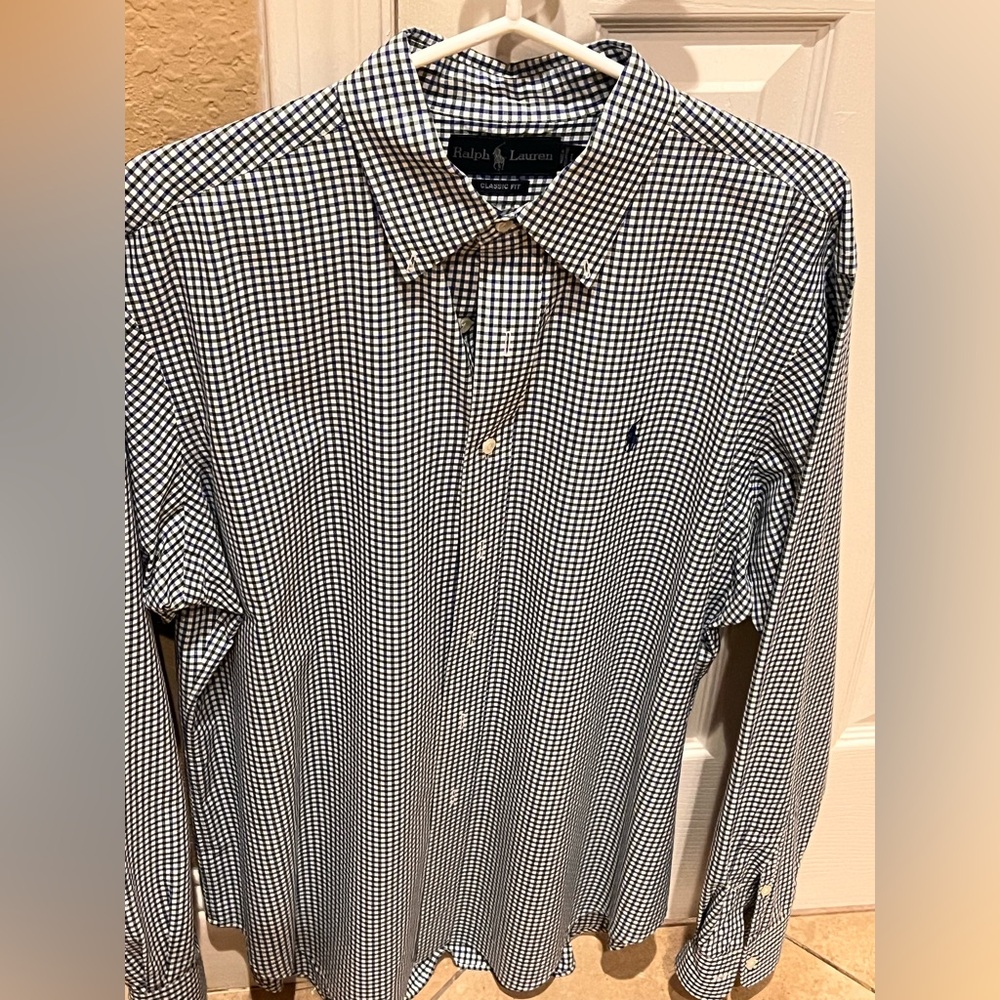 Ralph Lauren Black & White Gingham Button-Down Shirt
